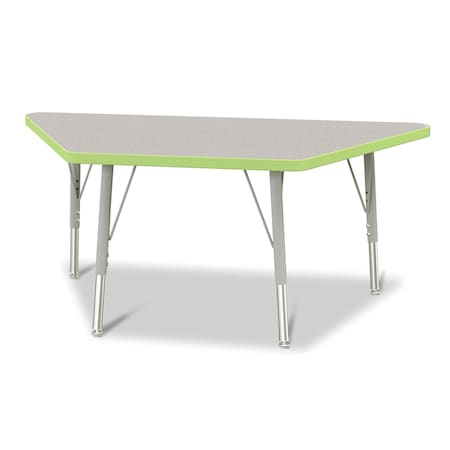 Jonti-Craft Berries Trapezoid Activity Tables, 24 in. x 48 in., E-height, Freckled Gray/Key Lime/Gray 6438JCE130